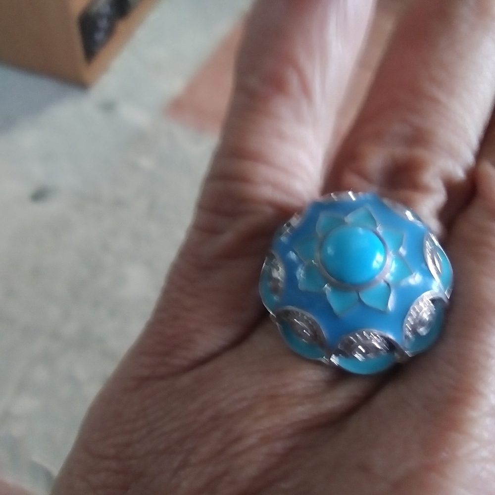 Sleeping Beauty Turquoise Enameled Ring